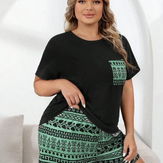 Printed Short Sleeve Shorts Set