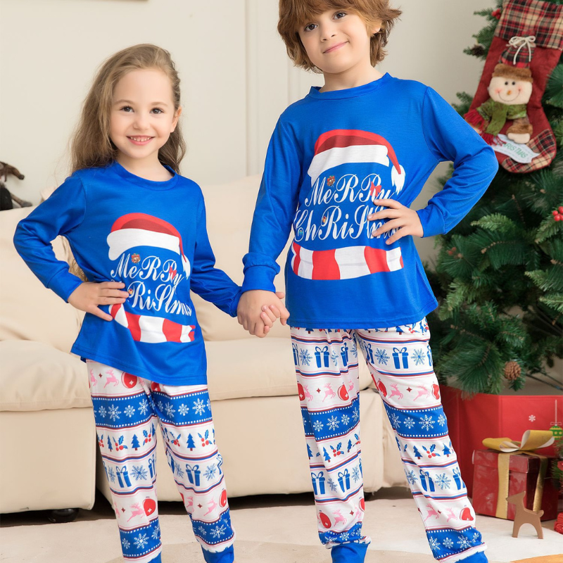 Blue Merry Christmas Pyjamas Set