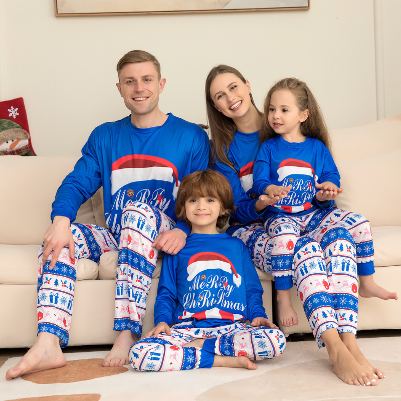 Blue Merry Christmas Pyjamas Set