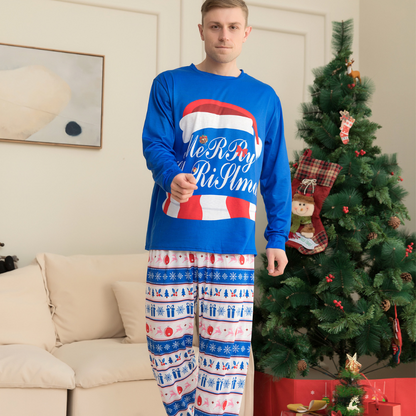 Blue Merry Christmas Pyjamas Set