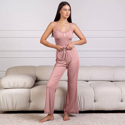 ribbed-laced-strap-pyjamas-set